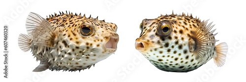 A puffer fish isolated on transparent background - Generative AI photo