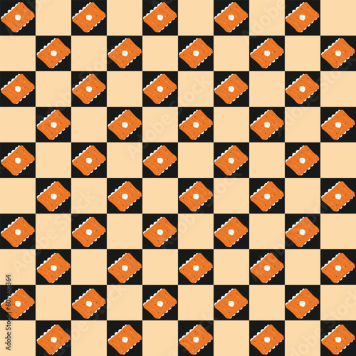 philadelphia sushi seamless pattern on chessboard background. vector illustration of japanese food