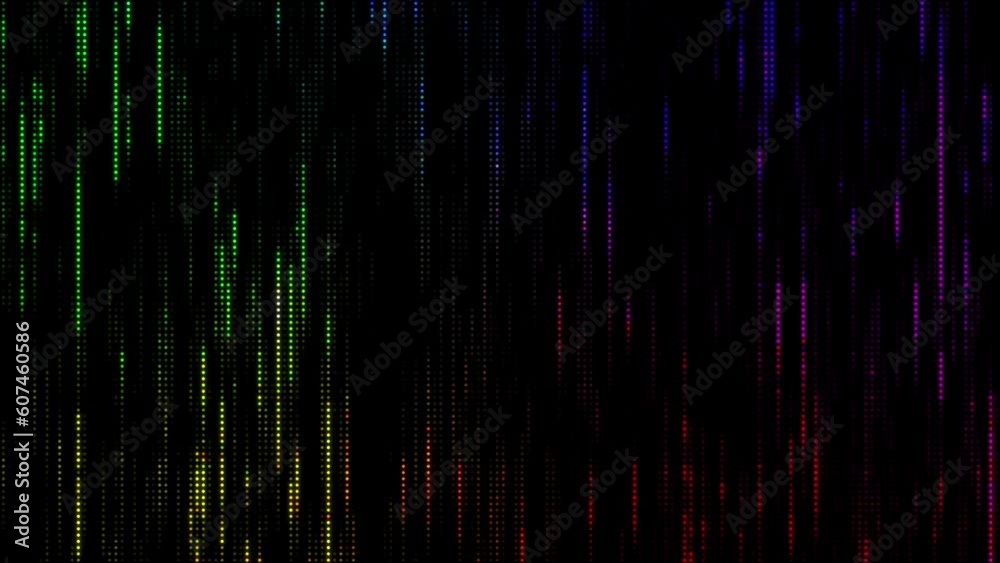 Rainbow vertical neon abstract led lights, code tech matrix concept