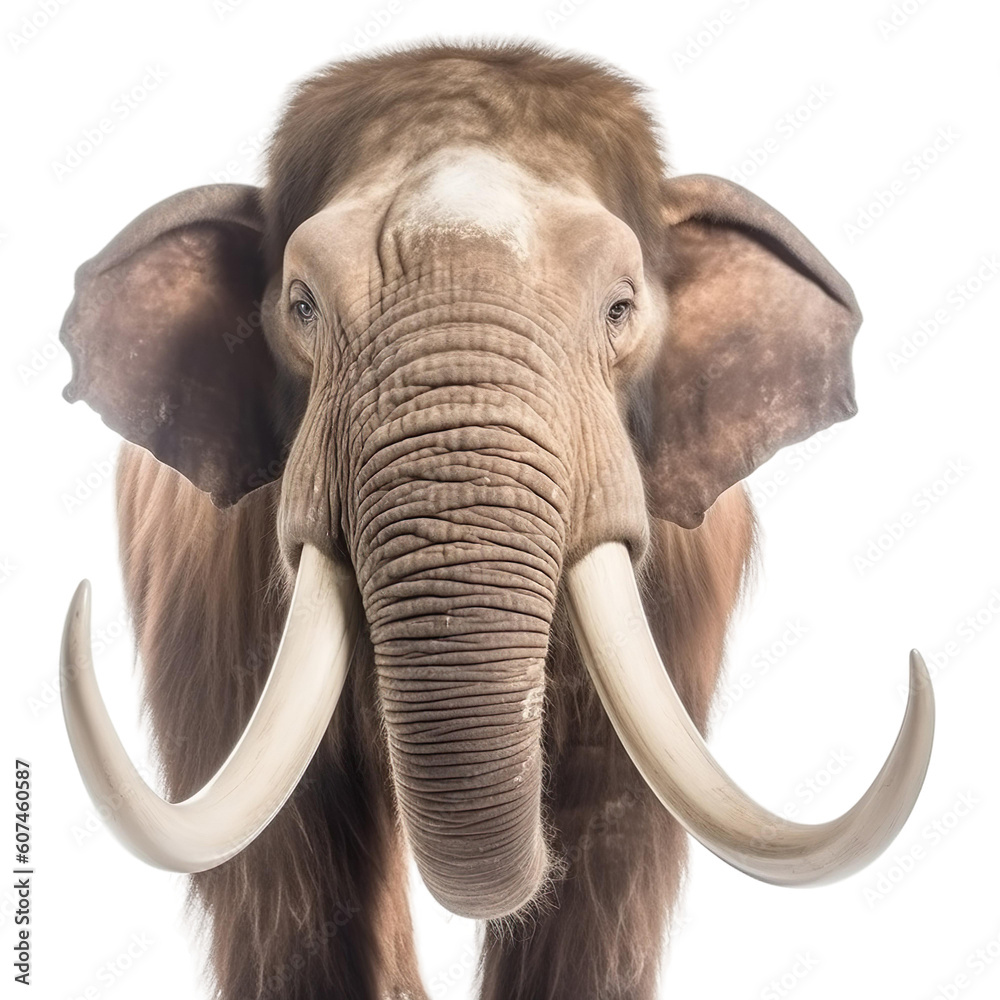 Obraz premium Front view close up of mammoth animal isolated on transparent background