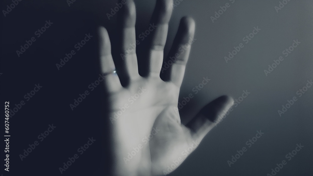 Fototapeta premium Woman violence concept. Stop violence against women with Generative AI. 