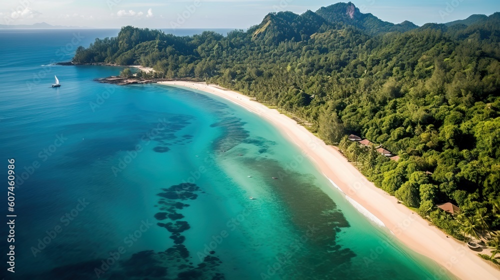Aerial View of Pristine Tropical Beach