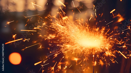 Beautiful background image in bright blurry colors with flying sparks.