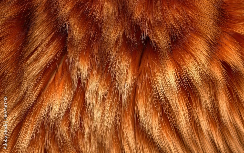Naklejka premium Wild animal fluffy fur texture orange and brown patterned generative ai