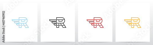 Wing Fast Outline Letter Logo Design R