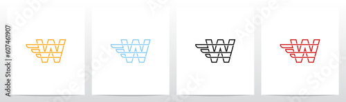 Wing Fast Outline Letter Logo Design W