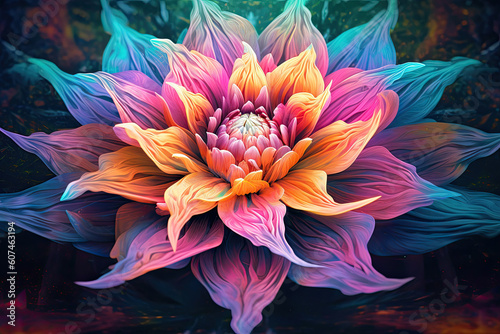 Psychedelic illustration of a Lily flower.  Generative AI