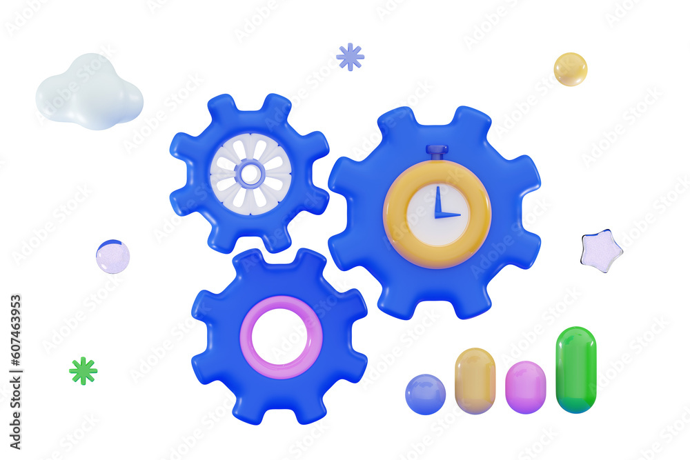 3d gear icon Teamwork concept Technical support Mechanism wheels Cogwheel Settings, process, progress business Minimal 3D rendering illustration 3d gear icon Teamwork concept Technical support Mechanism wheels Cogwheel Settings, process, progress business Minimal 3D rendering illustration