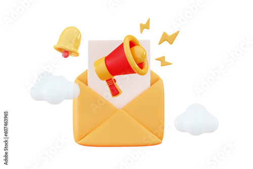 3d Email message notification Social media marketing and communication concept Send messages internet social networks Minimal 3D rendering illustration
