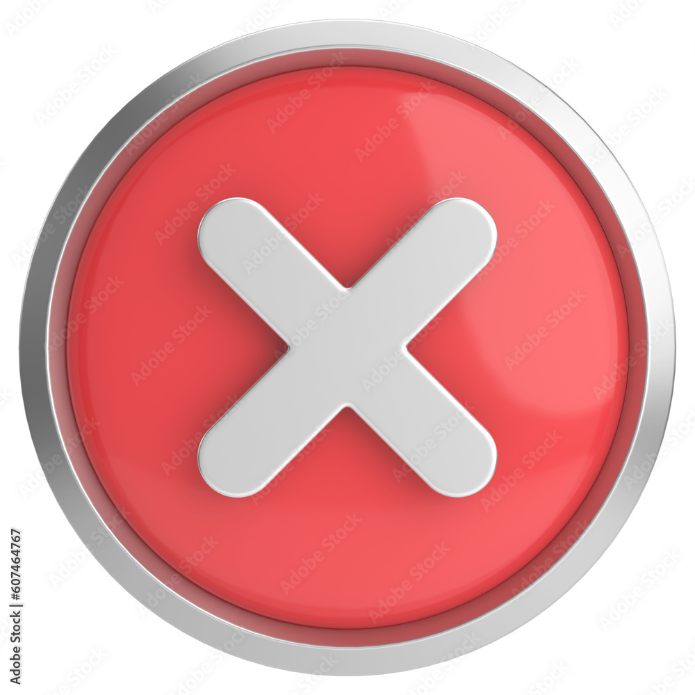 3D close button. Cross sign. 3D illustration. 3D close button. Cross sign. 3D illustration.