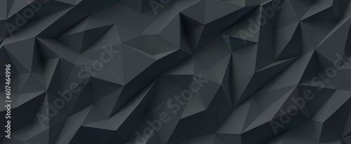 Grey polygonal mosaic crystals background. Triangle rough ice cuts with texture gradient 3d render and geometric tracery. Abstract landscape of pyramids with triangular slices