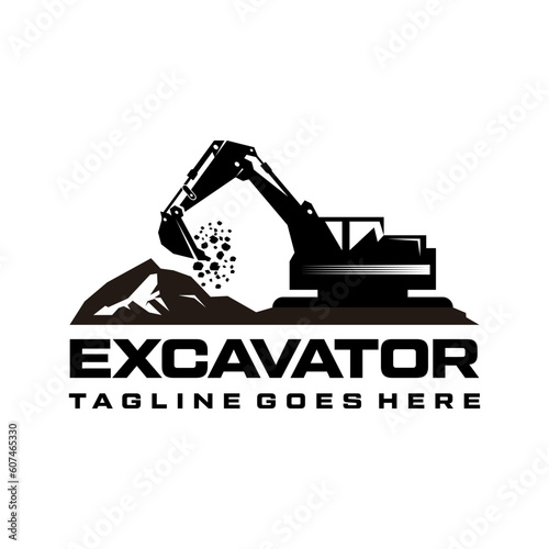 Excavator backhoe construction logo vector template 