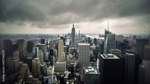New York City Skyline from Top of The Rock on a Cloudy Day © Eirik Sørstrømmen