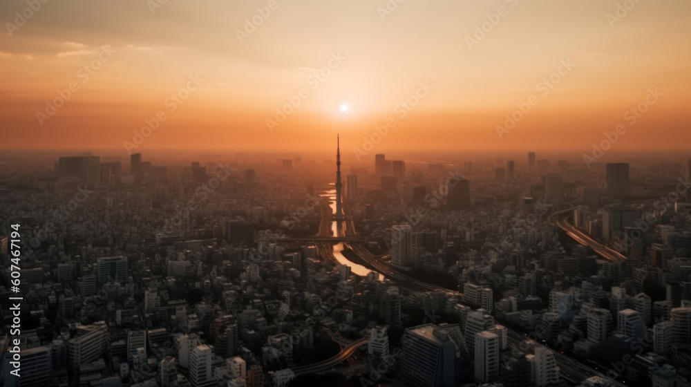 Obraz premium Tokyo City Skyline during Sunset