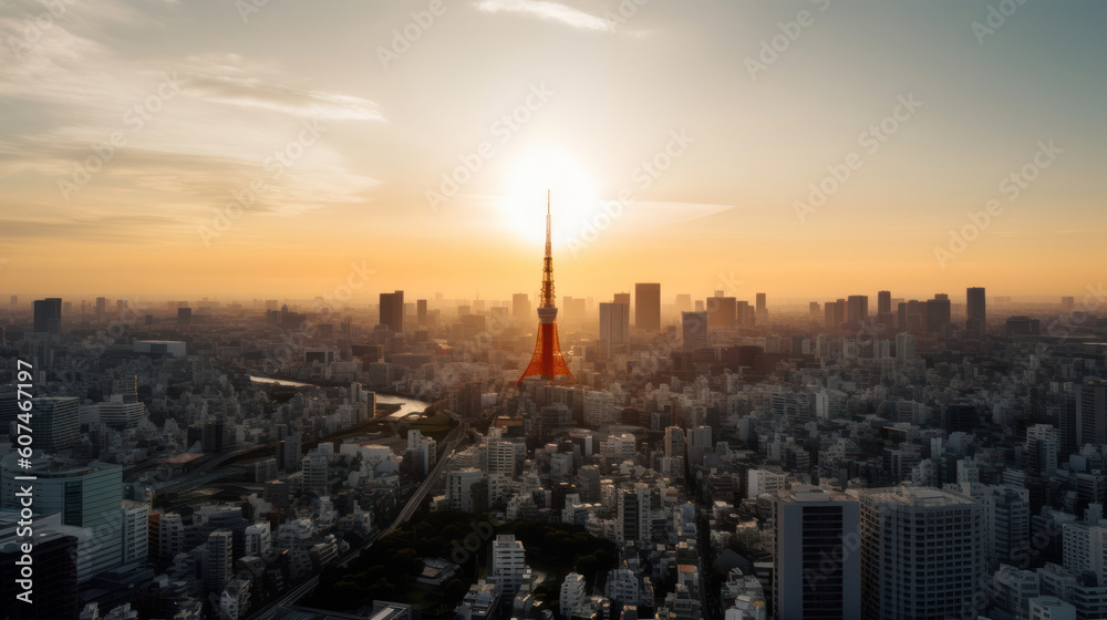 Tokyo City Skyline during Sunset