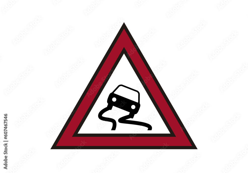 Señal de tráfico de advertencia de accidente en fondo blanco. Señal de tráfico de advertencia de accidente en fondo blanco.