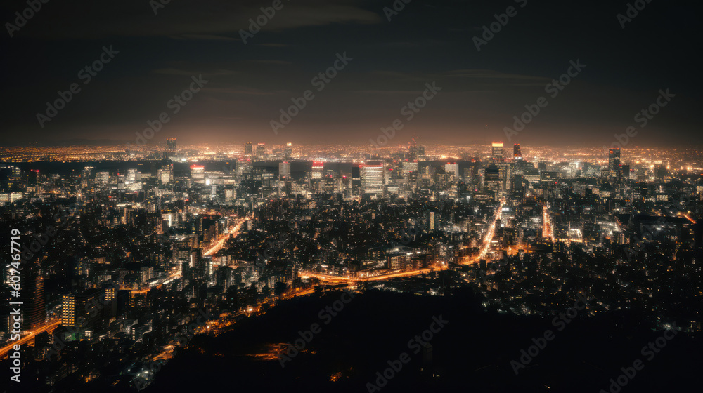 Tokyo Skyline seen from Tokyo City View at Nighttime