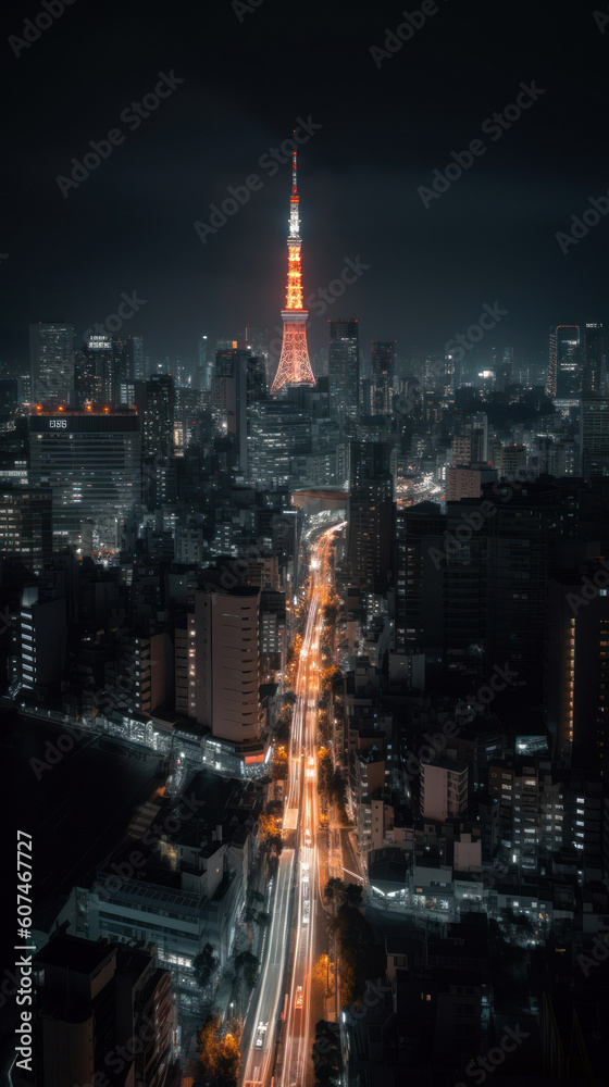 Fototapeta premium Tokyo Skyline seen from Tokyo City View at Nighttime