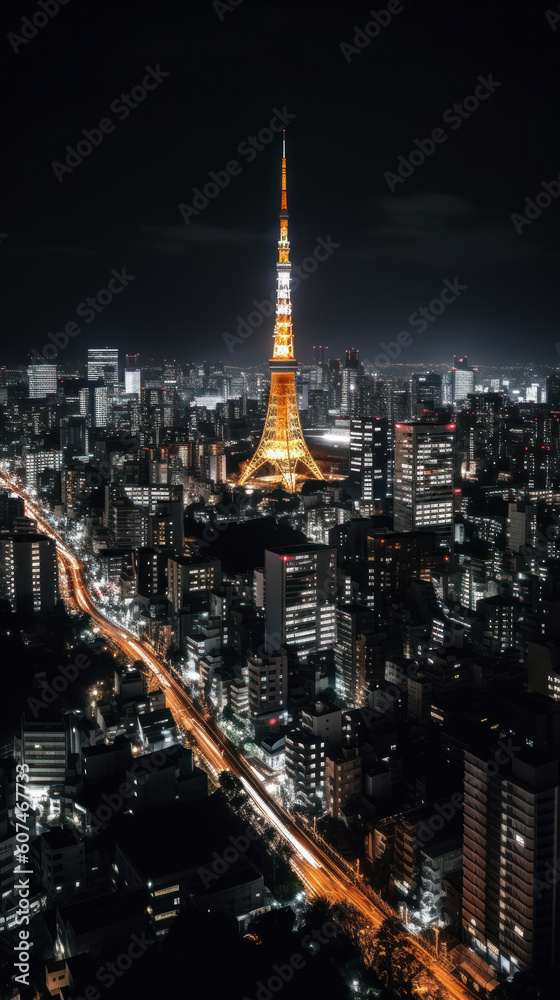 Obraz premium Tokyo Skyline seen from Tokyo City View at Nighttime