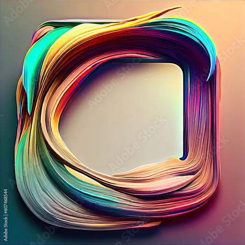 Abstract design of a round frame with oilpaint brush rainbow around it with Generative AI.