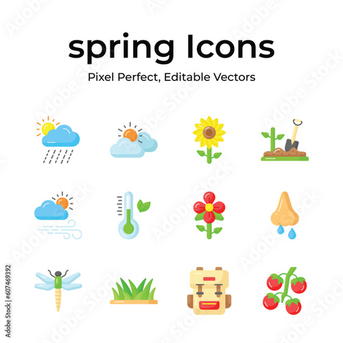 Check this beautifully designed spring vectors, farming, gardening and agriculture icons set