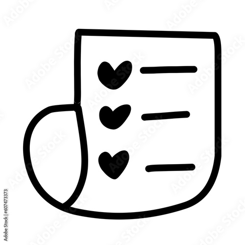 Wedding Doodle Icon. Hand drawn vector wedding symbols and signs on white background
