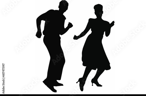 "Dance Partners Silhouette: Vector Illustration of a Couple" "Graceful Dance Couple: Silhouette Vector Art"