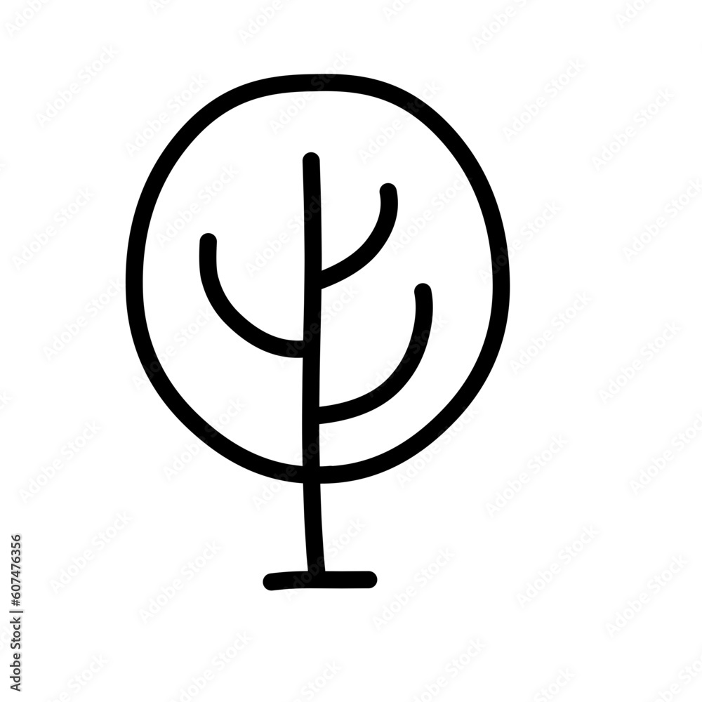 Tree line icon. Beautiful natural symbol, log and branch line for map. Tree vector outline art illustration isolated on white background Tree line icon. Beautiful natural symbol, log and branch line for map. Tree vector outline art illustration isolated on white background
