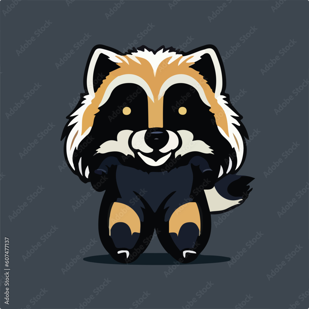 Obraz premium Cute Racoon Vector Logo Icon Sports Mascot flat vector illustration