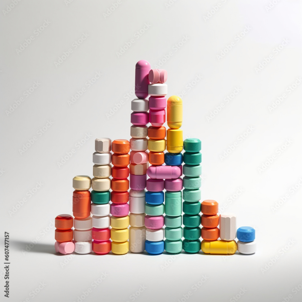 Background with Many Colorful Pills. Generative ai Background with Many Colorful Pills. Generative ai