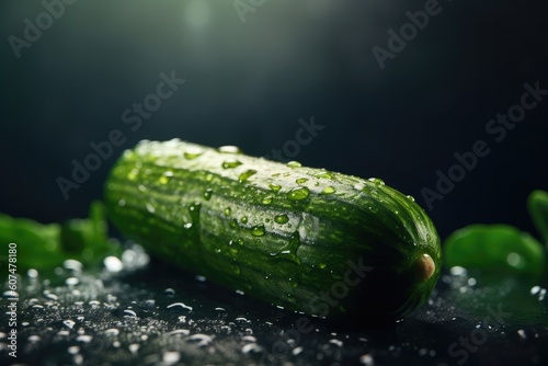 Close-Up of Fresh Cucumber with Waterdrop
