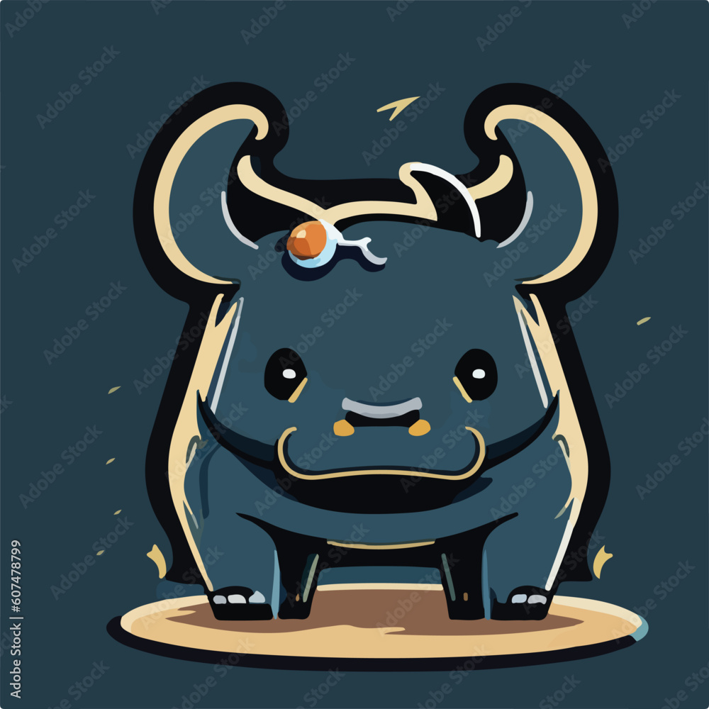 Cute Rhinoceros Vector Logo Icon Sports Mascot flat vector illustration