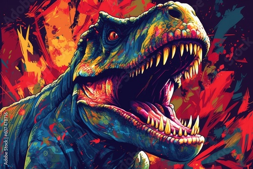 Powerful Tyrannosaurus Rex Roaring in Illustration