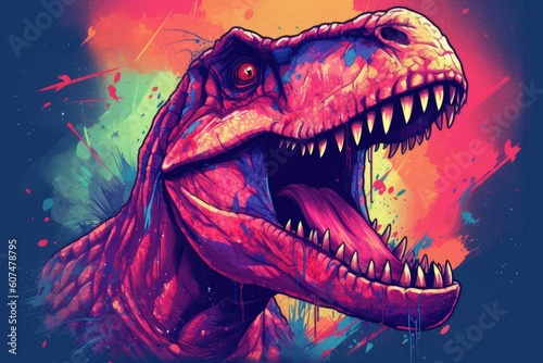 Powerful Tyrannosaurus Rex Roaring in Illustration © Arthur