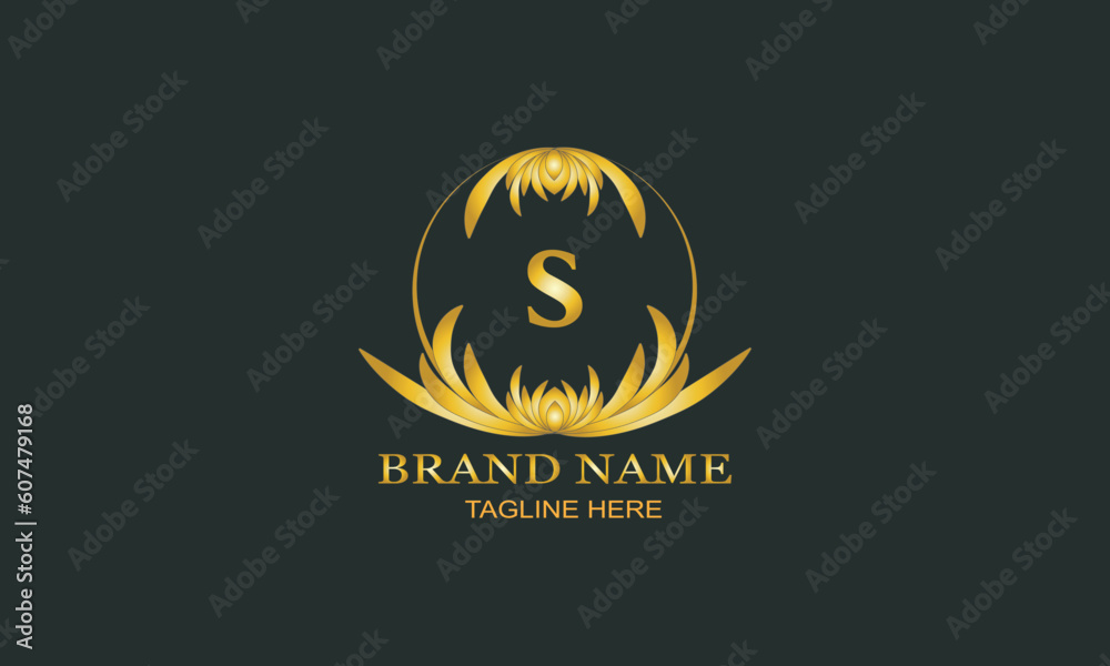 Obraz premium Luxury letter S logo. Sophisticated design for monogram, royalty sign, lettermark, boutique, cafe, hotel, heraldry, jewelry, wedding.