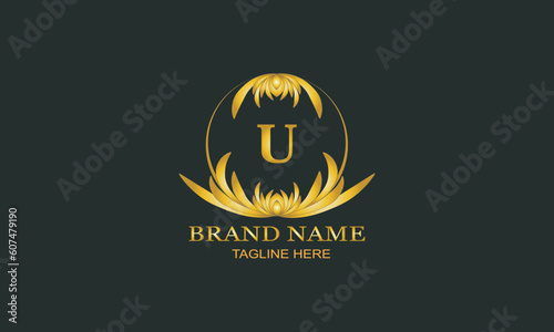 Luxury letter U logo. Sophisticated design for monogram, royalty sign, lettermark, boutique, cafe, hotel, heraldry, jewelry, wedding.