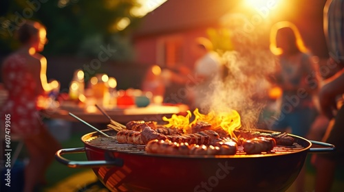 Barbecue party outdoors by Generative AI