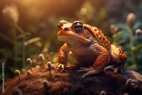 Detailed Close-up of Toad Exploring Forest Landscape