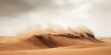 Dramatic sand storm in desert, background, digital art.
