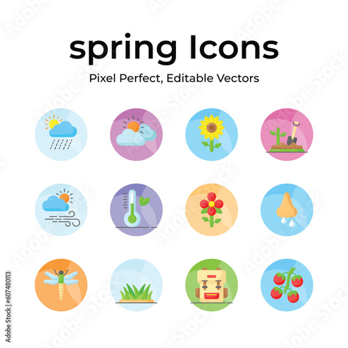 Check this beautifully designed spring vectors, farming, gardening and agriculture icons set