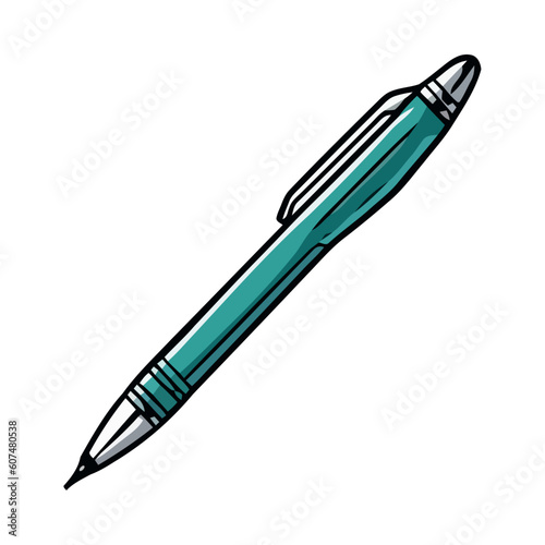 Metallic pen with blue color icon