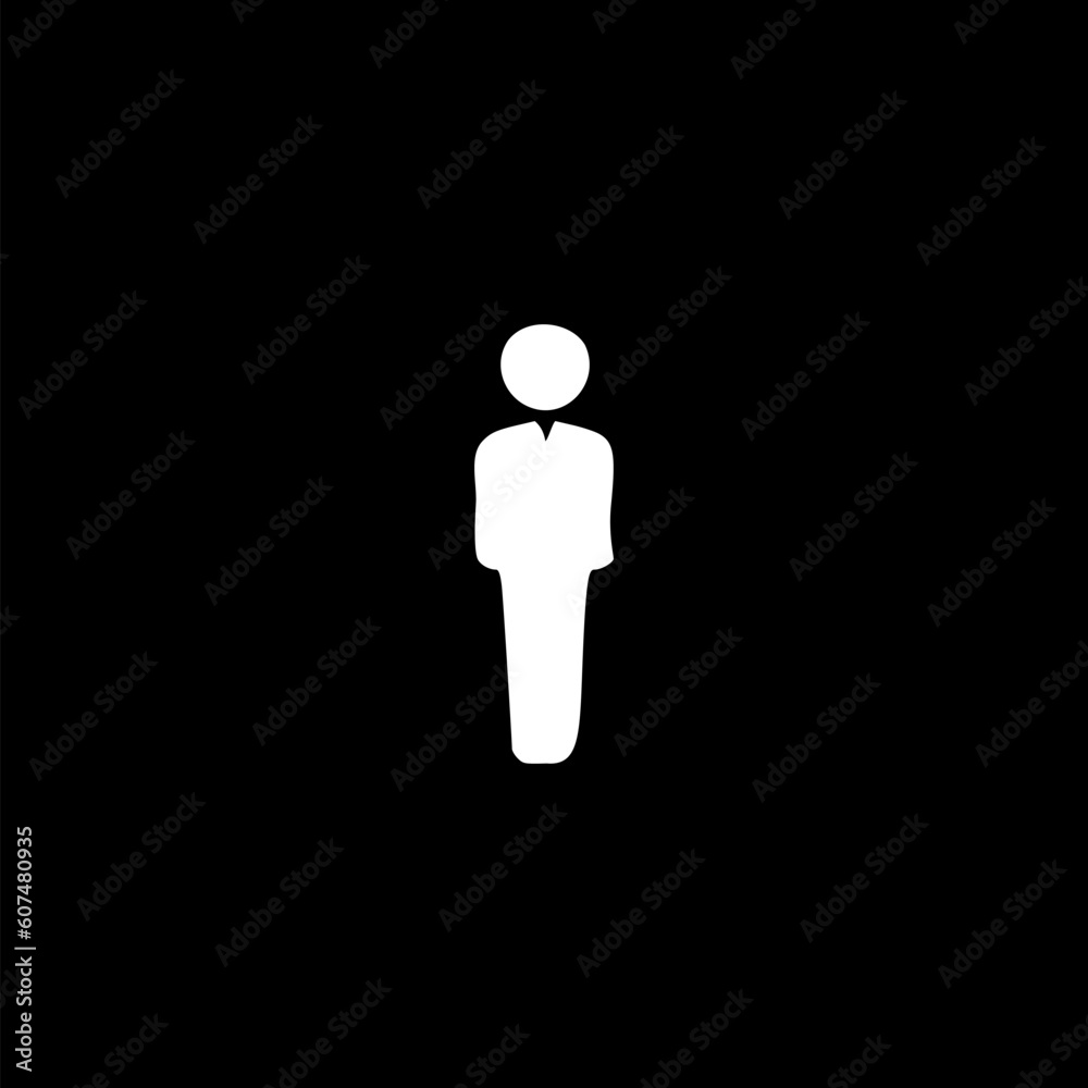 Businessman person hand drawn icon isolated on black background