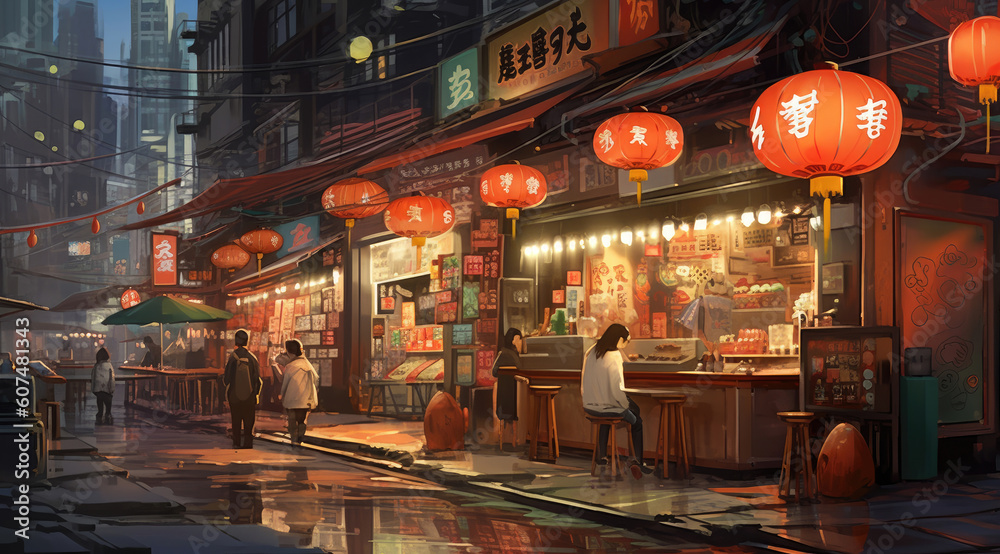 Illustration about travel and food in Taipei Taiwan - obrazy, fototapety, plakaty 