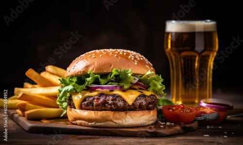 Cheeseburger, fries, beer, AI, Generative AI, Generative
