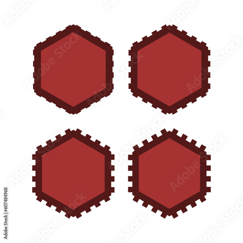 Notch Edge Red Hexagon Stroke Shapes