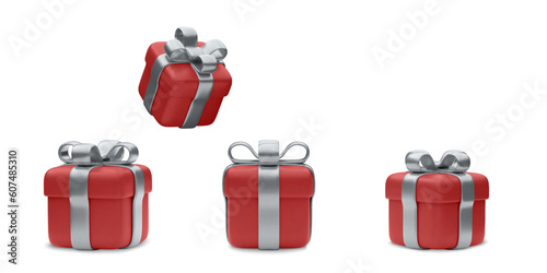 Set of realistic 3d gifts box. Holiday decoration presents. Festive gift surprise. Decor Isolated boxes. vector illustration.