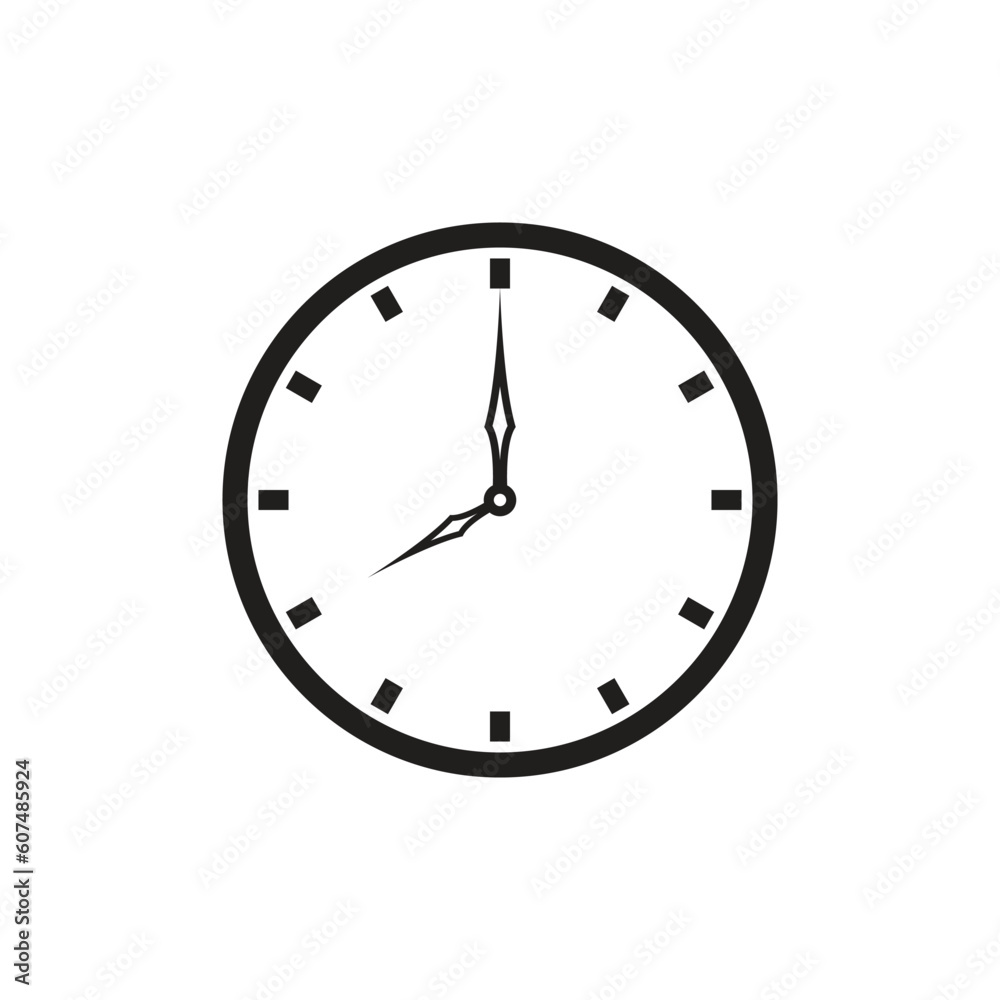 Clock vector icon. Black outline on a white background.
Clock vector icon. Black outline on a white background.