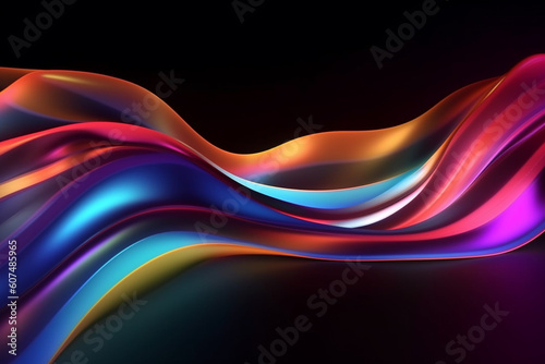 Abstract fluid background adorned with graceful wave-like shapes in enchanting shades of blue and purple. Ai generated