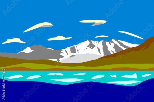 Snowdon range with llynnau mymbyr in winter