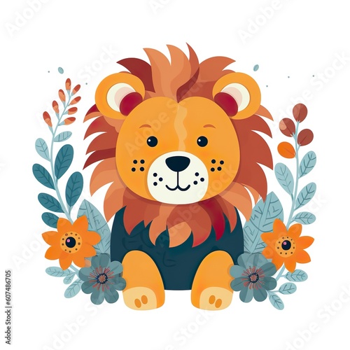 cute lion illustration for kid made with generative ai technology